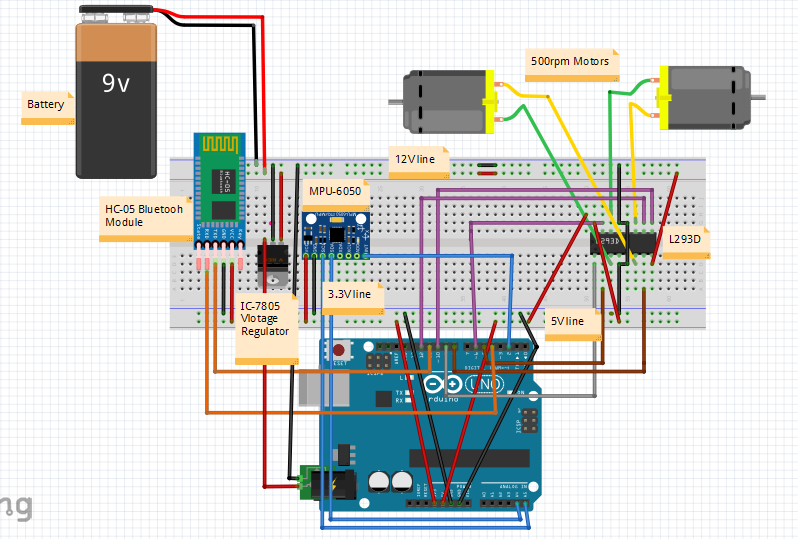 Self-balancing robot wiring diagram