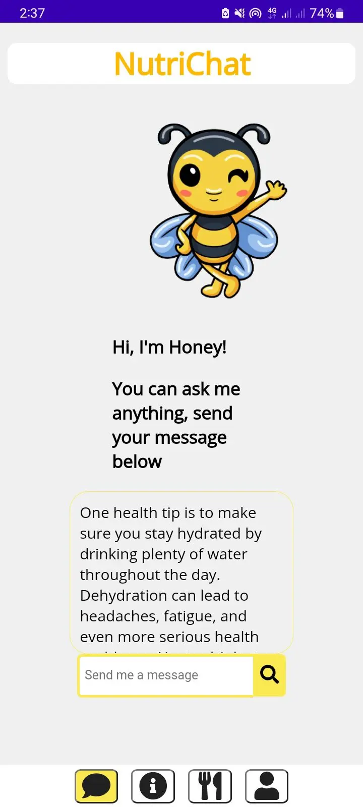 HoneyCare AI nutrition chat screen